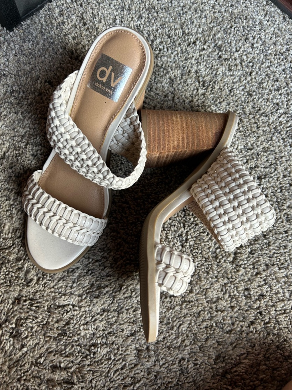 Dolce Vita Braided Two-Band Block Heel Mules - Cream - Picture 2 of 4